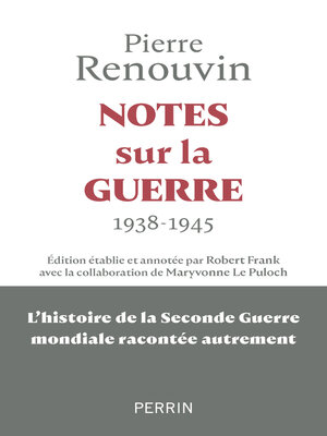 cover image of Notes sur la guerre--1938--1945